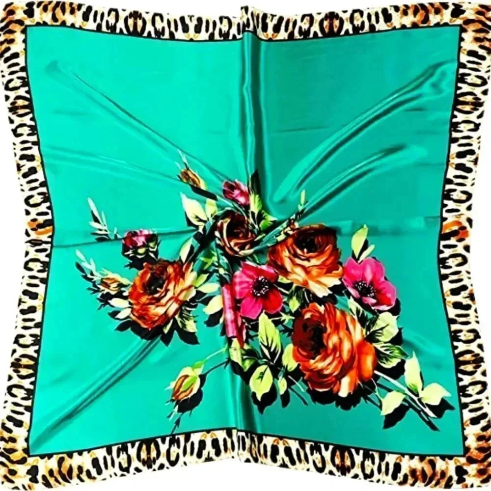 NWOT Sea Green Floral Silk-Feel Scarf
